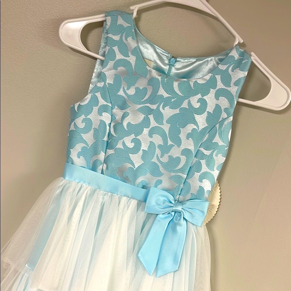 Blue Floral Dress with Bow